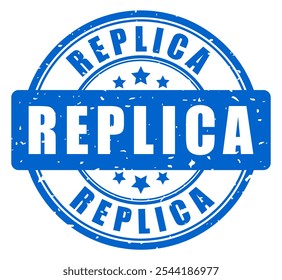 Replica vector watermark isolated on white background. Information forewarn stamp for non original items, copy meaning.