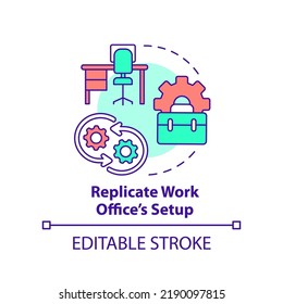 Replicate work office setup concept icon. Technology. Productivity tip abstract idea thin line illustration. Isolated outline drawing. Editable stroke. Arial, Myriad Pro-Bold fonts used