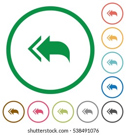 Reply to all flat color icons in round outlines