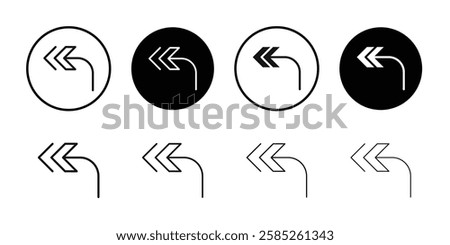 Reply all icon Black line art vector logo set