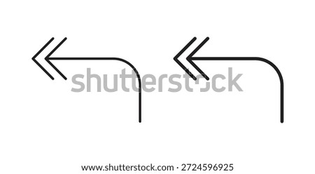 Reply all icon glyph and line set thin line symbol concept.