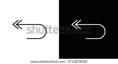 Reply all icon outline pictogram isolated on white. Vector Icon shape.