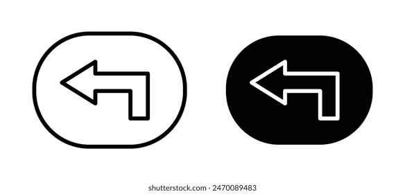 Reply all icon set. email answer arrow button sign. respond chat messages arrows buttons vector symbol in filled and outlined style.