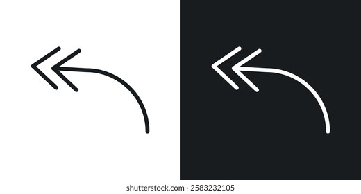 Reply all icons in black and white liner strokes for web design.