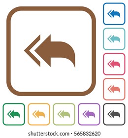 Reply to all recipients simple icons in color rounded square frames on white background