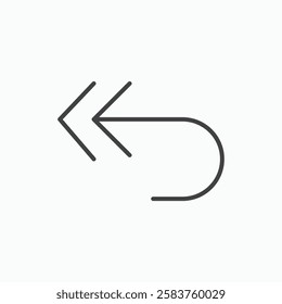 Reply all vector icon isolated in black line