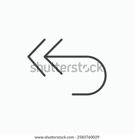 Reply all vector icon isolated in black line