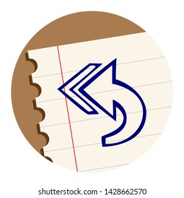 Reply Arrow All Free Hand Icon on a Notebook Sheet