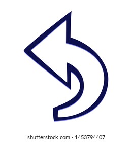 Reply Arrow. Hand Drawn Icon with Blue Ballpoint Pen Style.
