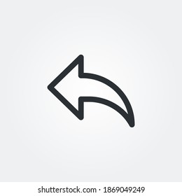 reply arrow icon vector isolated with line style and black color, pixel perfect symbol illustration