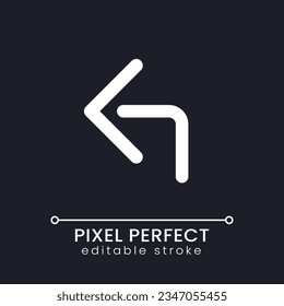 Reply arrow pixel perfect white linear ui icon for dark theme. Send response. Social network. Vector line pictogram. Isolated user interface symbol for night mode. Editable stroke. Poppins font used