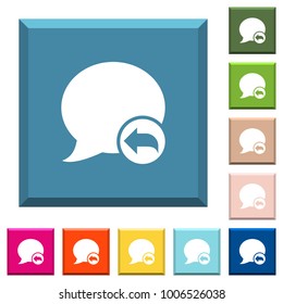 Reply blog comment white icons on edged square buttons in various trendy colors