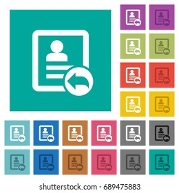 Reply contact multi colored flat icons on plain square backgrounds. Included white and darker icon variations for hover or active effects.