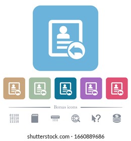 Reply contact white flat icons on color rounded square backgrounds. 6 bonus icons included