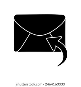 Reply email black hand drawn icon