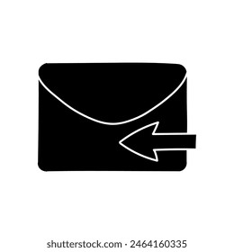 Reply email black hand drawn icon