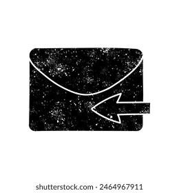 Reply email black hand drawn icon in grunge look