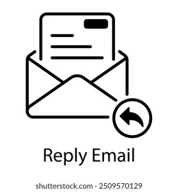 Ícone de email de resposta em estilo linear 