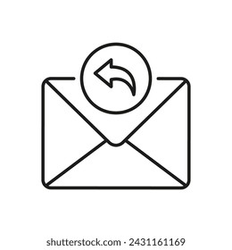 Reply Email Line Icon. Letter, Mail, Post Linear Pictogram. Responding New Message Outline Symbol. Envelope Sign. Editable Stroke. Isolated Vector Illustration.