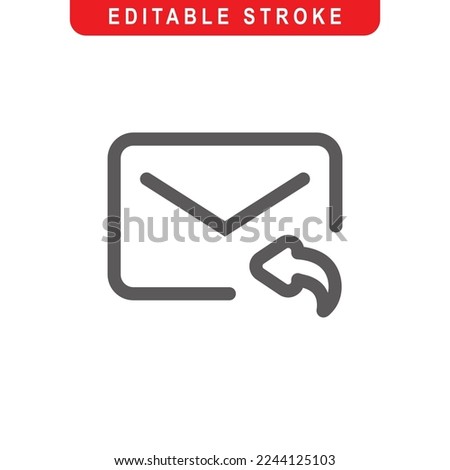 Reply Email Outline Icon. Mail, Envelope Line Art Logo. Vector Illustration. Isolated on White Background. Editable Stroke