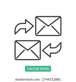 Reply and Forward Email icon. Thin line icon vector