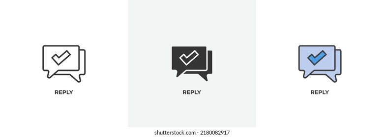 reply icon. Line, solid and filled outline colorful version, outline and filled vector sign. Idea Symbol, logo illustration. Vector graphics