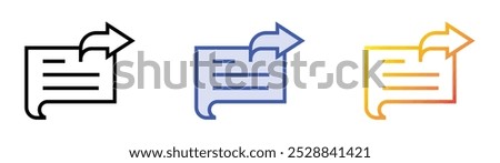 reply icon. Linear, Blue Fill and Gradient Style Design Isolated On White Background