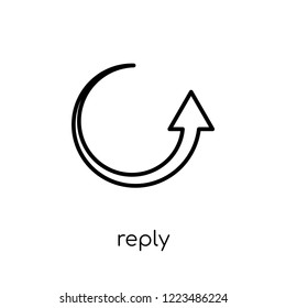 reply icon. Trendy modern flat linear vector reply icon on white background from thin line Communication collection, outline vector illustration