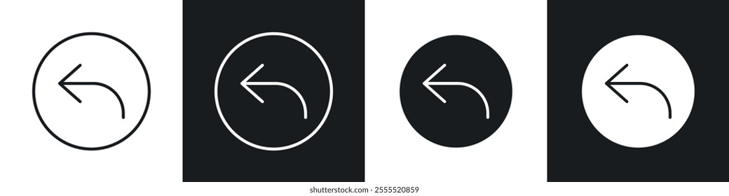 Reply icon vector collection in black and white.