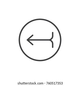 Reply left arrow line icon, outline vector sign, linear style pictogram isolated on white. Symbol, logo illustration. Editable stroke