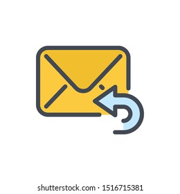 Reply mail color line icon. Responding email vector outline colorful sign.