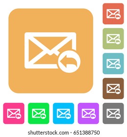 Reply mail flat icons on rounded square vivid color backgrounds.