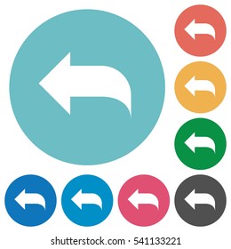 Reply to mail flat white icons on round color backgrounds