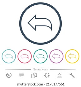 Responder a los iconos de color plano del contorno de correo en contornos redondos. 6 iconos de bonificación incluidos.