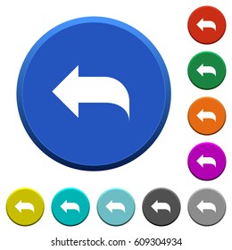 Reply to mail round color beveled buttons with smooth surfaces and flat white icons