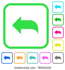 Reply to mail vivid colored flat icons in curved borders on white background
