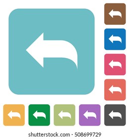 Reply to mail white flat icons on color rounded square backgrounds