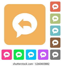 Reply message flat icons on rounded square vivid color backgrounds.