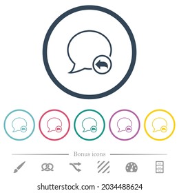 Responder a los iconos de color plano de contorno de mensajes en contornos redondos. 6 iconos de bonificación incluidos.