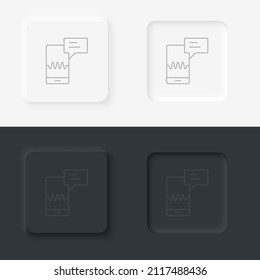 Reply, mobile, signal icon - Vector. Artificial intelligence neumorphic style vector icon