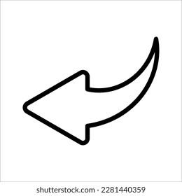 Reply outline vector icon. Thin line black reply icon, vector illustration on white background