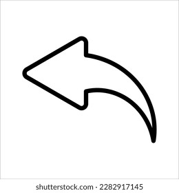 Reply outline vector icon. Thin line black reply icon, vector illustration on white background