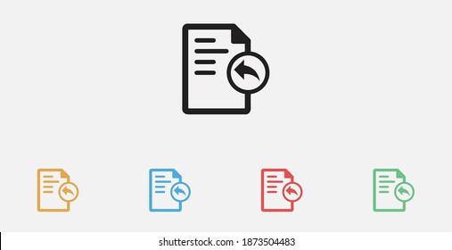 Reply , respond to incoming electronic document icon. Vector illustration icon. Document with reply icon. Set of colorful flat design 