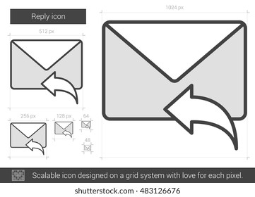 Reply vector line icon isolated on white background. Reply line icon for infographic, website or app. Scalable icon designed on a grid system.