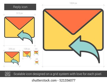 Reply vector line icon isolated on white background. Reply line icon for infographic, website or app. Scalable icon designed on a grid system.