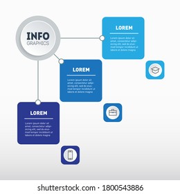Report for 3 months, Infographics or mindmap of technological or education process. Example of a chart or mind map with three steps. Business presentation or infographic with 3 options.