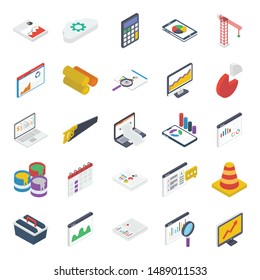 Report Analysis Isometric Icons Pack