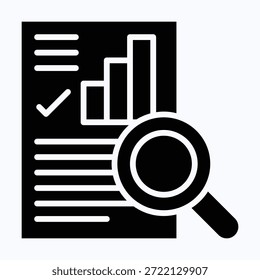 Report Analysis Search Isolated Vector Black Solid Style Icon