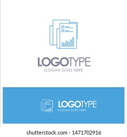 Report, Analytics, Audit, Business, Data, Marketing, Paper Blue outLine Logo with place for tagline