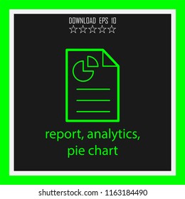 report, analytics, pie chart vector icon